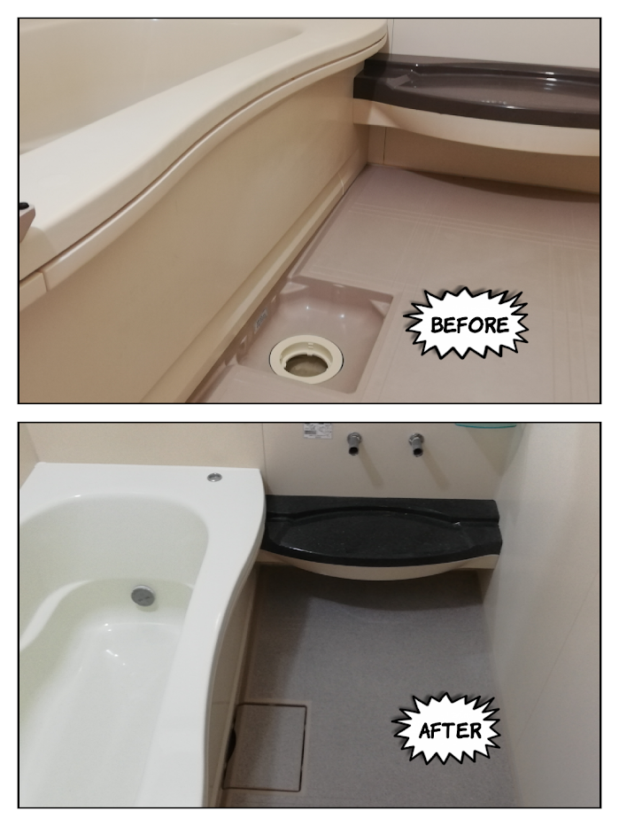 愛知県で浴槽塗装と洗い場とキャビネットの再生塗装工事