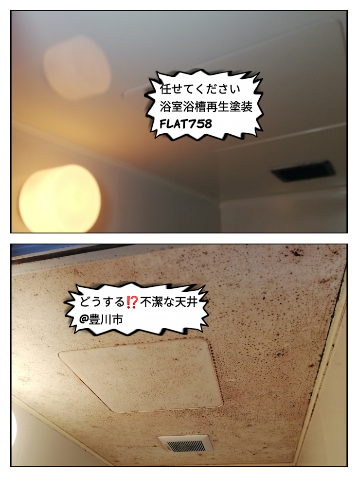 浴室の天井と洗い場床塗装工事＠豊川市